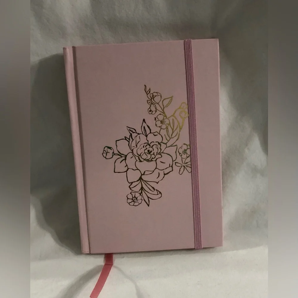 Pink Floral Hardcover Journal with Elastic Closure.5”X 7”
